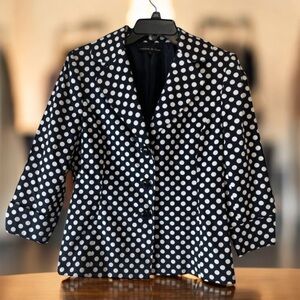 Preston & York Navy Blue Polka Dot Blazer Women’s Size 8 Career Jacket